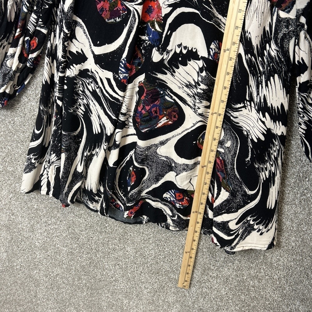 Free‎ People Womens Cold Shoulder Tunic Top Abstract Floral Black Red Small - Picture 6 of 10
